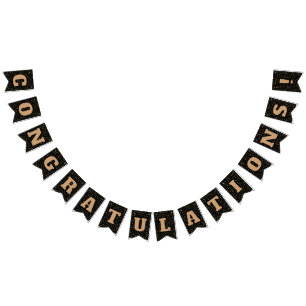 Black and Gold Stars Graduation bunting banner