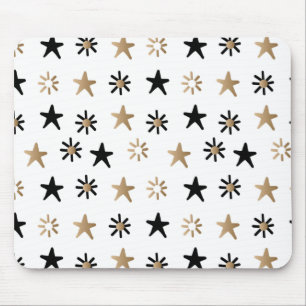Black and Gold Stars Mouse Pad