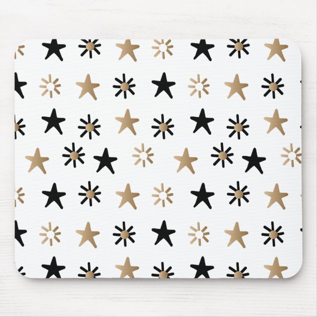 Black and Gold Stars Mouse Pad (Front)
