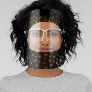 Black and Gold Stars Pattern Covid 19 Face Shield