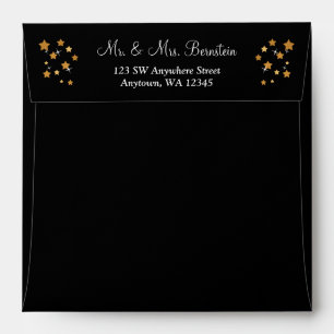Black and Gold Stars Return Address Envelope