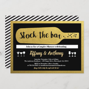 Black and gold stock the bar invitation glam