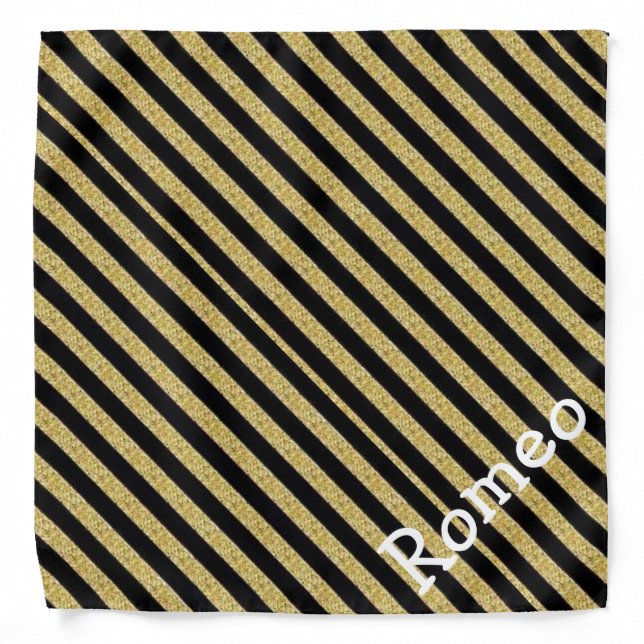 Black and Gold Stripe Bandana (Front)