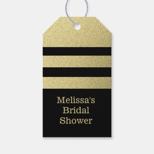 Black And Gold Stripe Bridal Party Gift Tags