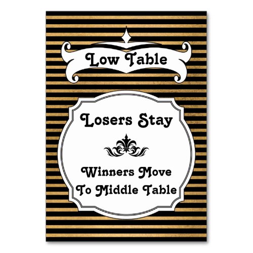 Black and Gold Stripe Bunco Table Card _ Low