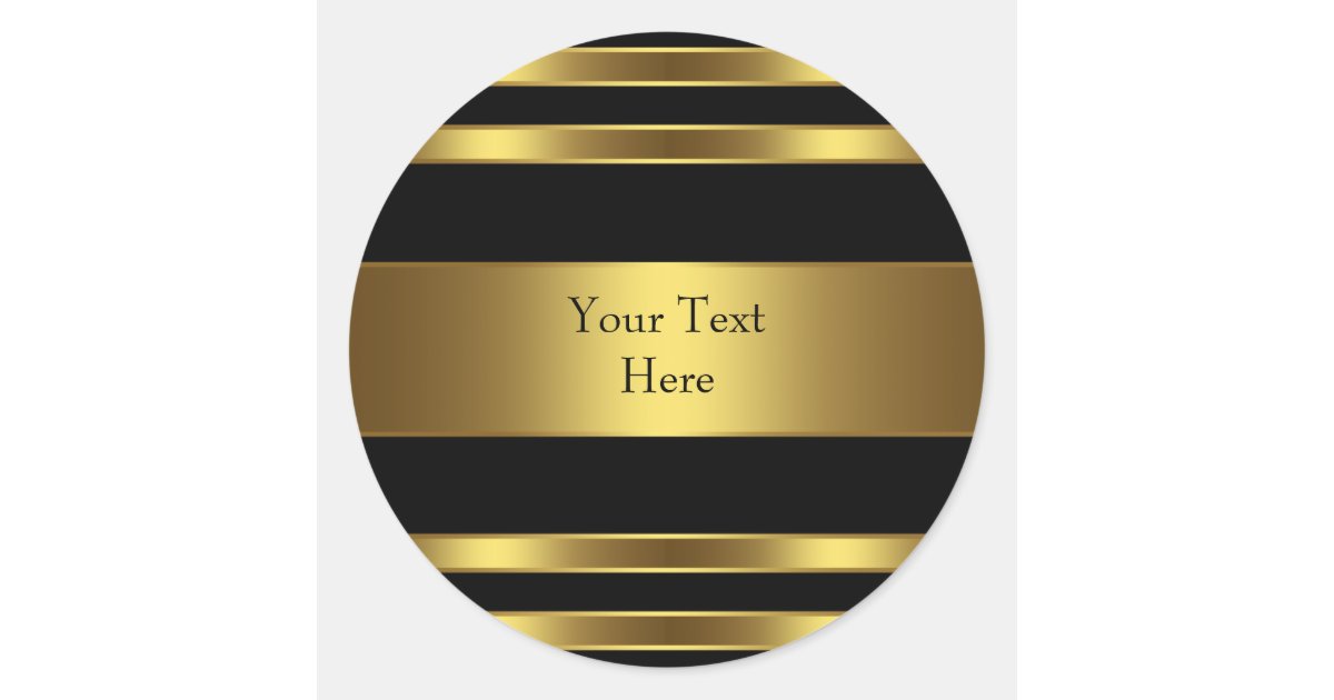 Black and Gold Stripe Classic Round Sticker | Zazzle