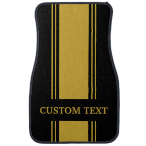 Black and Gold Stripe Custom Personalized Name Car Car Floor Mat