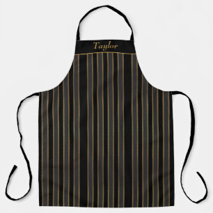 Black and Gold Stripe Personalized Apron