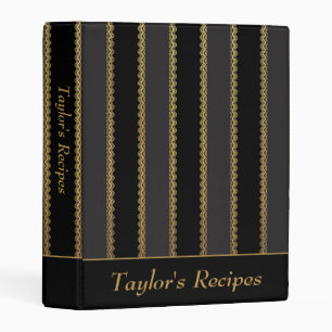 Black and Gold Stripe Personalized Mini Binder