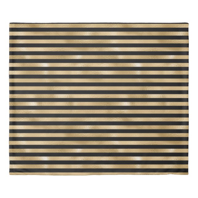 Black and Gold Striped  Duvet Cover for Bed (Front)