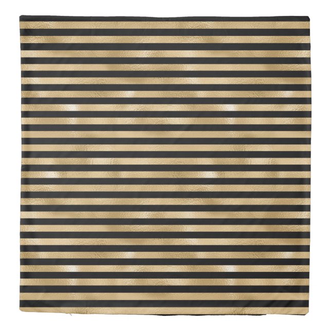 Black and Gold Striped  Duvet Cover for Bed (Back)