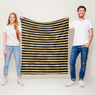 Black and Gold Striped Fleece Blanket
