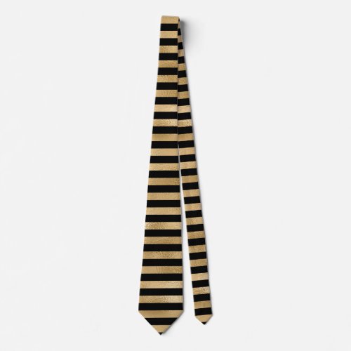 Black and Gold Striped Mens Tie