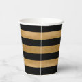 Black and Gold Striped Paper Cups | Zazzle