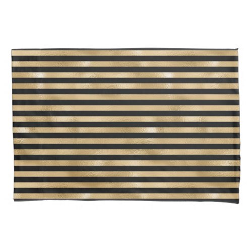 Black and Gold Striped Pillow Cases 