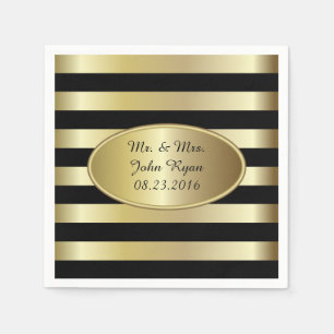 Black and Gold Stripes Any Occasion Paper Napkins