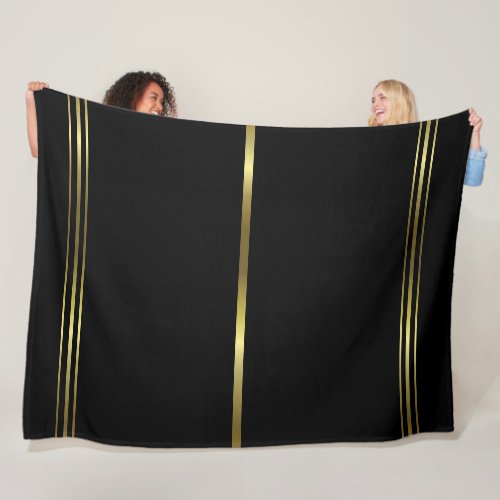 Black and Gold Stripes Elegant Design Trendy Fleece Blanket