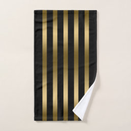 Black and gold stripes pattern bath towel set