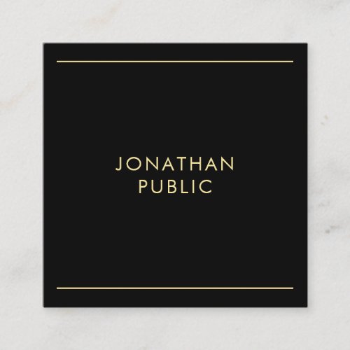 Black And Gold Stylish Modern Professional Trendy Square Business Card