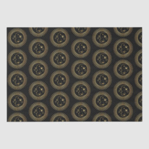 Black and Gold Sun & Moon Faces Tissue Paper