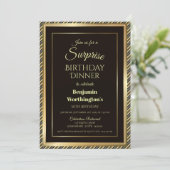 Black and Gold Surprise 30th Birthday Dinner Invitation (Standing Front)