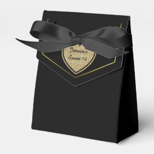 Black and Gold Sweet 16 Favor Gift Box