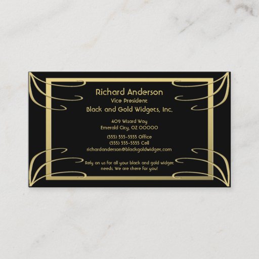 Customizable Black and Gold Swirl Business Card Templates