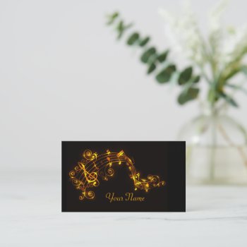 Black And Gold Swirling Musical Notes Business Card by giftsbonanza at Zazzle