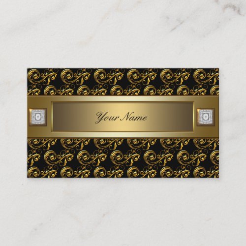 Black &amp; Gold Flourish Swirls Elegant Business Card