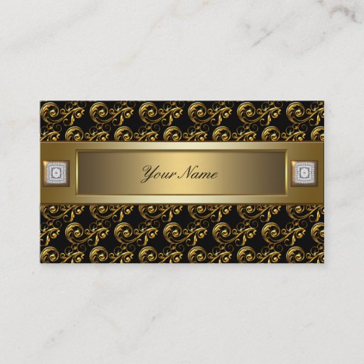 Customizable Black &amp; Gold Flourish Swirls Elegant Business Card