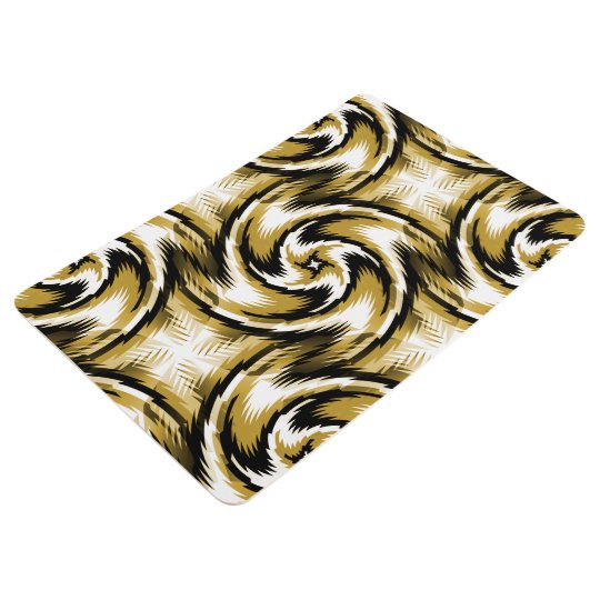 Black and Gold Swirls Floor Mat