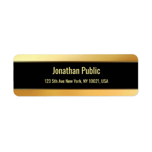 Black And Gold Template Elegant Modern Return Label