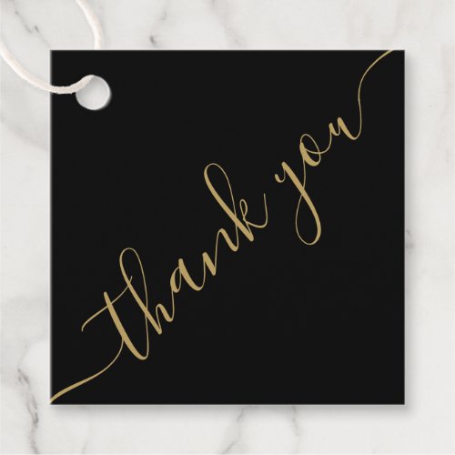 Black And Gold Thank You Wedding Gift Basket Bag Favor Tags