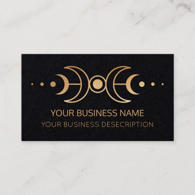 Black And Gold Three Moons Business Card (Front)