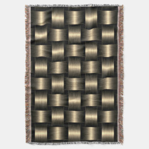 Black and Gold Throw Blanket Golden Lattice