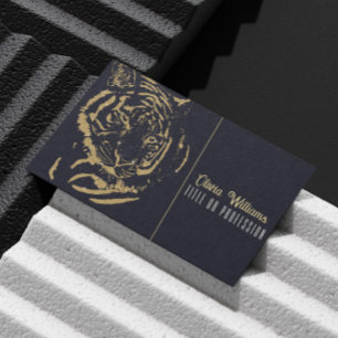 Black and Gold Tiger Artwork Luxury Glitter Style Business Card