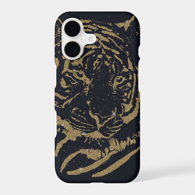 Black and Gold Tiger Artwork Luxury Glitter Style Case-Mate iPhone Case (Back)