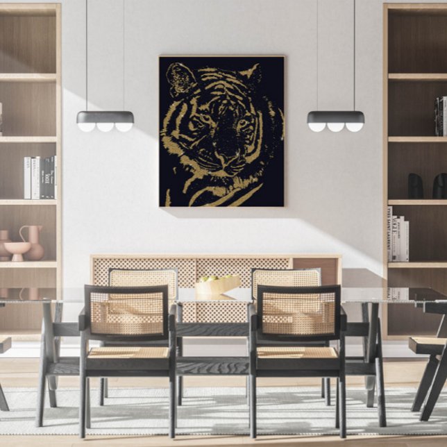 Black and Gold Tiger Artwork Luxury Glitter Style Framed Art (Creator Uploaded)