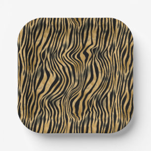 Black and Gold Tiger Stripe Paper Plates