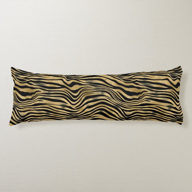 Black and Gold Tiger Stripes Body Pillow (Front)