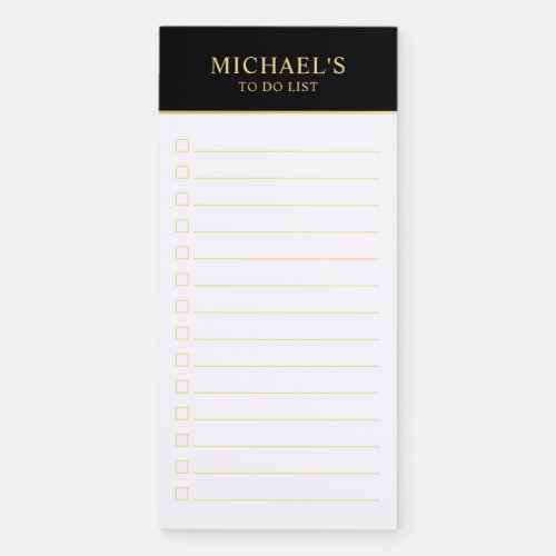 Black and Gold To Do List Magnetic Notepad