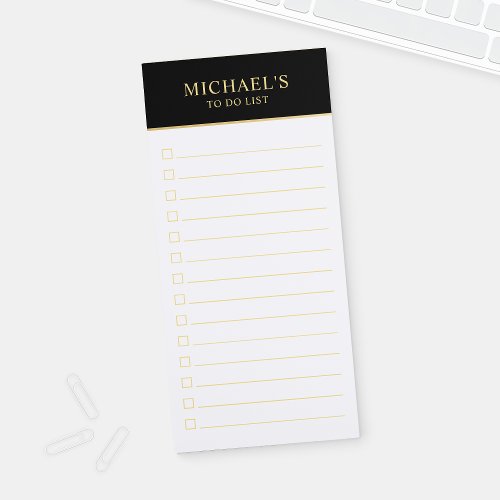 Black and Gold To Do List Magnetic Notepad