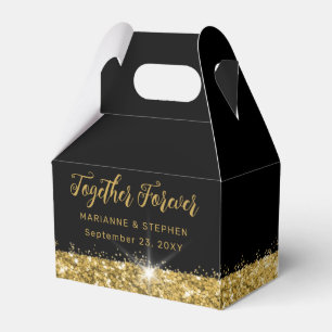 Black and Gold Together Forever Elegant Favor Boxes