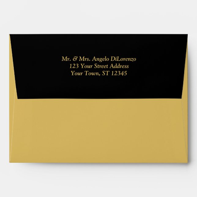 Black and Gold TONE A7 Envelope for 5"x7" Sizes (Back (Top Flap))