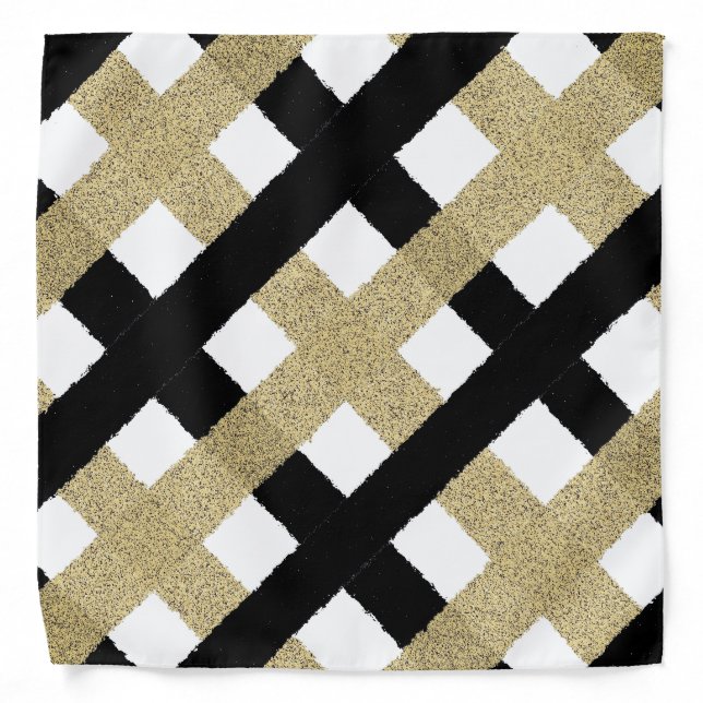 Black and Gold Torn Paper Strip Bandana (Front)