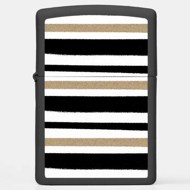 Black and Gold Torn Paper Strip  Zippo Lighter (Front)