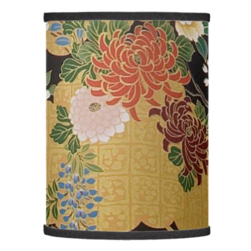 Black and Gold Traditional Japanese Kimono Floral  Lamp Shade