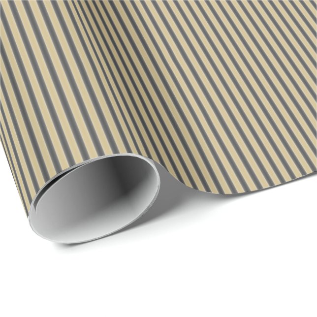 Black and Gold Trendy Christmas Stripes Wrapping Paper (Roll Corner)