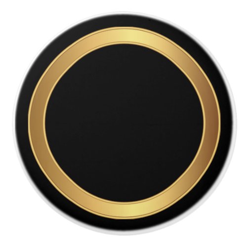 Black and Gold Trim Ceramic Knob