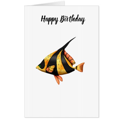 Black and gold tropical angle fish card